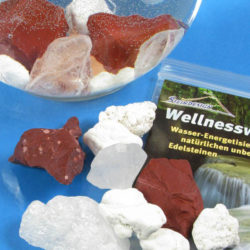Wassersteine Trinkmischung Bewusstheit & Balance Bergkristall, roter Jaspis, Magnesit